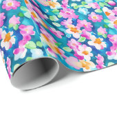 Roze en Waterverf bloemen Cadeaupapier (Rol Hoek)