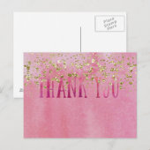 Roze en  Waterverf met Gouden Sparkle Briefkaart (Voorkant / Achterkant)