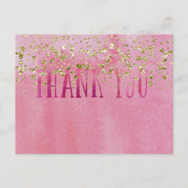 Roze en Waterverf met Gouden Sparkle Briefkaart