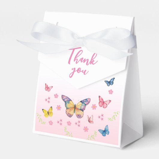 Roze en Whimsical Butterfly Baby shower Favor Box Bedankdoosjes (Voorkant Zijde)