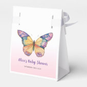 Roze en Whimsical Butterfly Baby shower Favor Box Bedankdoosjes (Achterkant)