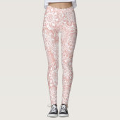 Roze en White Boho Mandala Pattern Yoga Leggings (Voorkant)