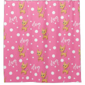 Roze en White Chihuahua Shower Curtain Douchegordijn (Voorkant)