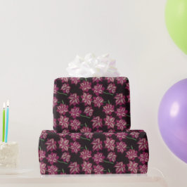 Roze en White Dahlia Pattern Cadeaupapier