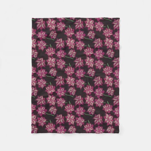 Roze en White Dahlia Pattern Fleece Deken (Voorkant)