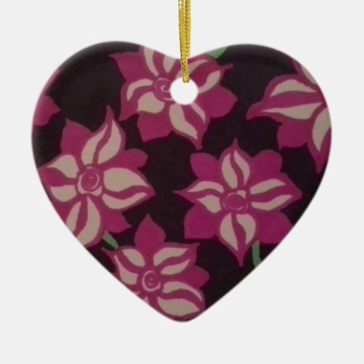 Roze en White Dahlia Pattern Keramisch Ornament (Voorkant)