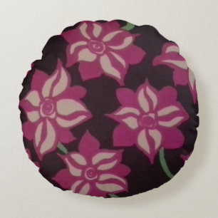Roze en White Dahlia Pattern Rond Kussen