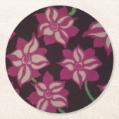 Roze en White Dahlia Pattern Ronde Kartonnen Onderzetter (Voorkant)