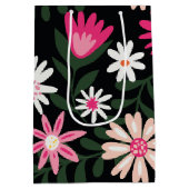 Roze en White Daisy Pattern Medium Cadeauzakje (Achterkant)