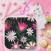 Roze en White Daisy Pattern Papieren Bordje (Feest)