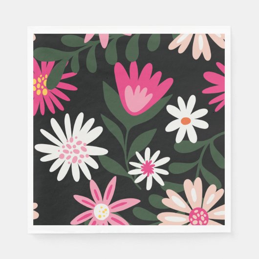Roze en White Daisy Pattern Servet (Voorkant)