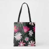 Roze en White Daisy Pattern Tote Bag (Voorkant)