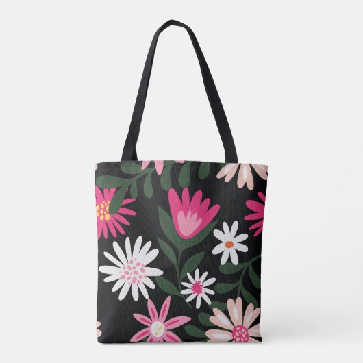 Roze en White Daisy Pattern Tote Bag (Achterkant)
