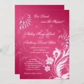  Roze en White Floral Wedding Invitation Kaart (Voorkant / Achterkant)