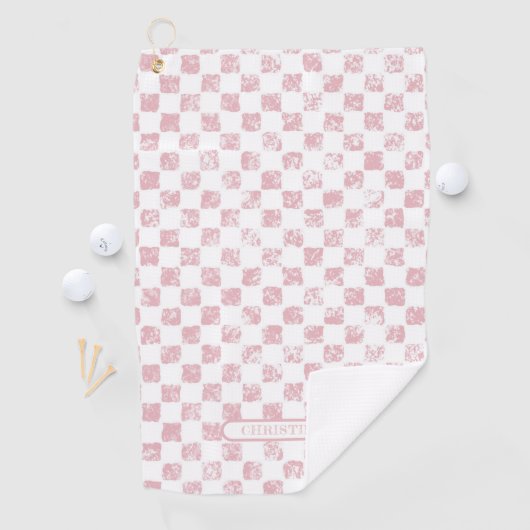 Roze en White Gingham Dames Golfhanddoek (Insitu)
