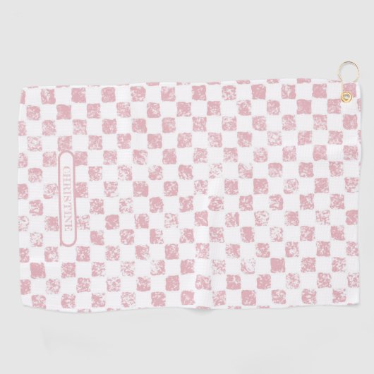 Roze en White Gingham Dames Golfhanddoek (Horizontaal)