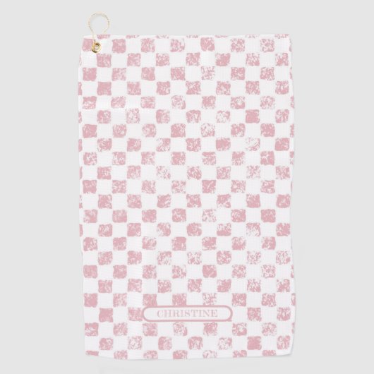 Roze en White Gingham Dames Golfhanddoek (Voorkant)