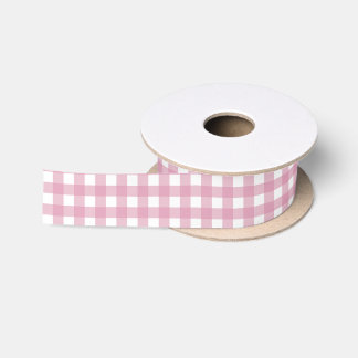 Roze en White Gingham Medium Satijnen Lint