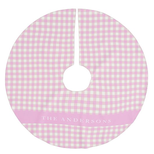  Roze en White Gingham Pset Persoonlijk Kerstboom Rok (Voorkant)