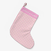 Roze en White Gingham Pset Persoonlijk Kleine Kerstsok (Voorkant (Hangend))