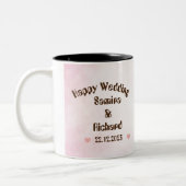 Roze en White Illustrated Happy Wedding Mok (Links)