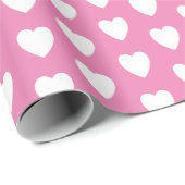 Roze en White Love Heart gepatterd Cadeaupapier (Rol Hoek)