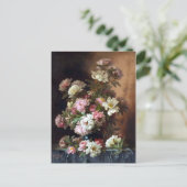 Roze en White Peony Fine Art Briefkaart (Staand voorkant)