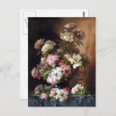 Roze en White Peony Fine Art Briefkaart (Voorkant / Achterkant)
