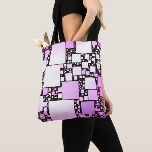 Roze en White Square Dancing Canvas tas (Dichtbij)