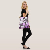 Roze en White Square Dancing Canvas tas (Op model)