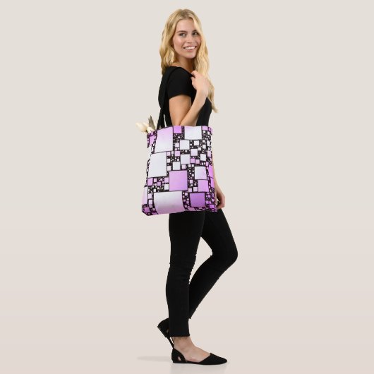 Roze en White Square Dancing Canvas tas (Op model)
