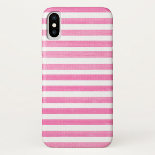 Roze en White Stripe iPhone X Hoesje