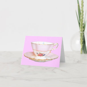 Roze en White Tea Cup met Roos Note Card Kaart