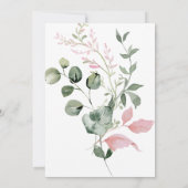 Roze en Wijze Bloemen Elegante Script Trouwen Kaart (Achterkant)