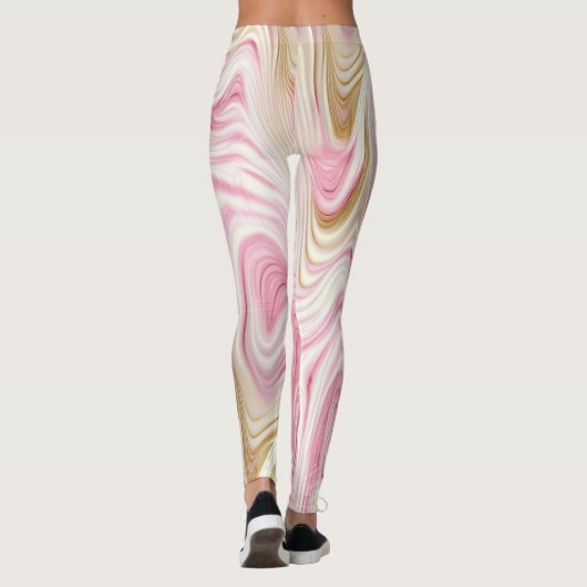Roze en wit abstract patroon leggings (Achterkant)