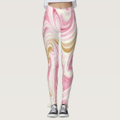 Roze en wit abstract patroon leggings (Voorkant)