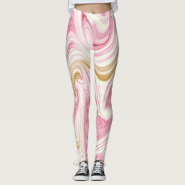 Roze en wit abstract patroon leggings
