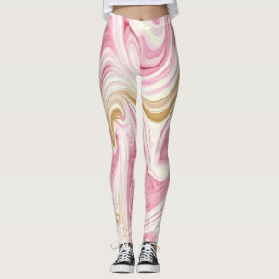 Roze en wit abstract patroon leggings