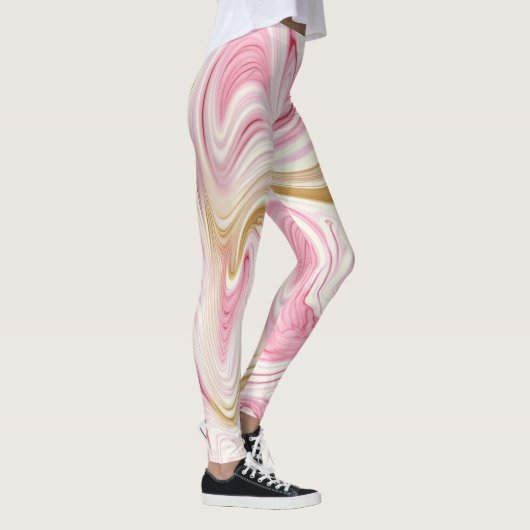 Roze en wit abstract patroon leggings (Rechts)