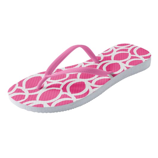 Roze en wit Abstract patroon Teenslippers (Schuin)