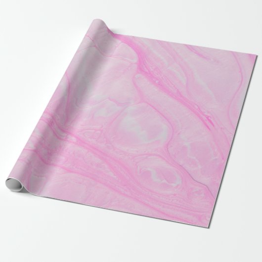 Roze en wit abstract schilderij cadeaupapier (Uitgerold)