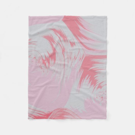 Roze en wit abstract schilderij fleece deken (Voorkant)