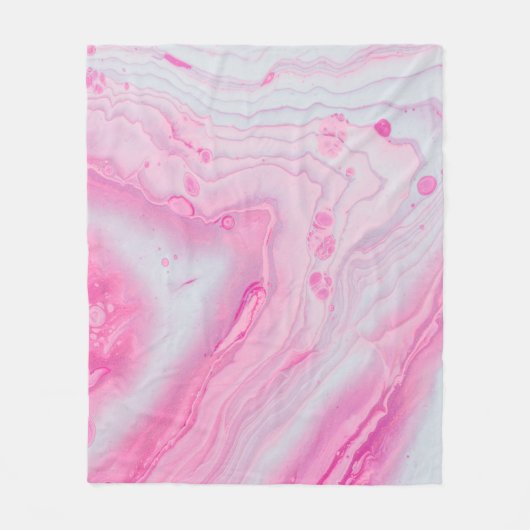 Roze en wit abstract schilderij fleece deken (Voorkant)