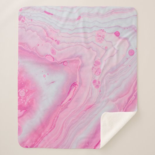 Roze en wit abstract schilderij sherpa deken (Voorkant)