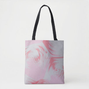 Roze en wit abstract schilderij tote bag