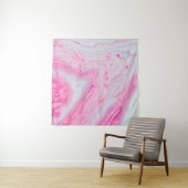 Roze en wit abstract schilderij wandkleed (In situ)