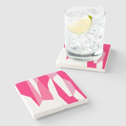 roze en wit abstract stenen onderzetter (Zijkant)