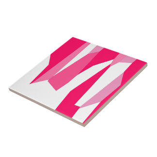 Roze en wit Abstract Tegeltje