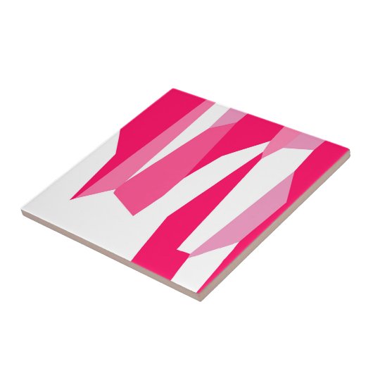 Roze en wit Abstract Tegeltje (Zijkant)