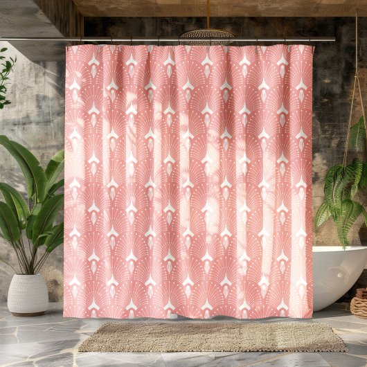 Roze en wit art-deco naadloos patroon douchegordijn